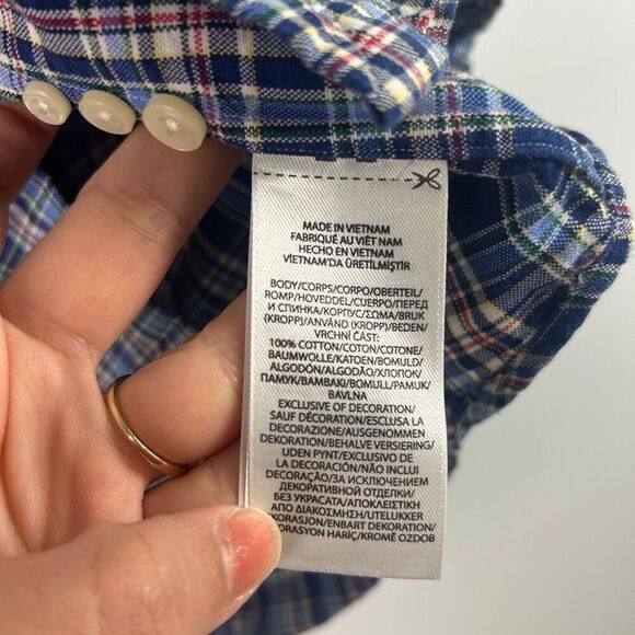 POLO RALPH LAUREN Classic Fit Plaid Oxford Shirt Blue L - Picture 8 of 8